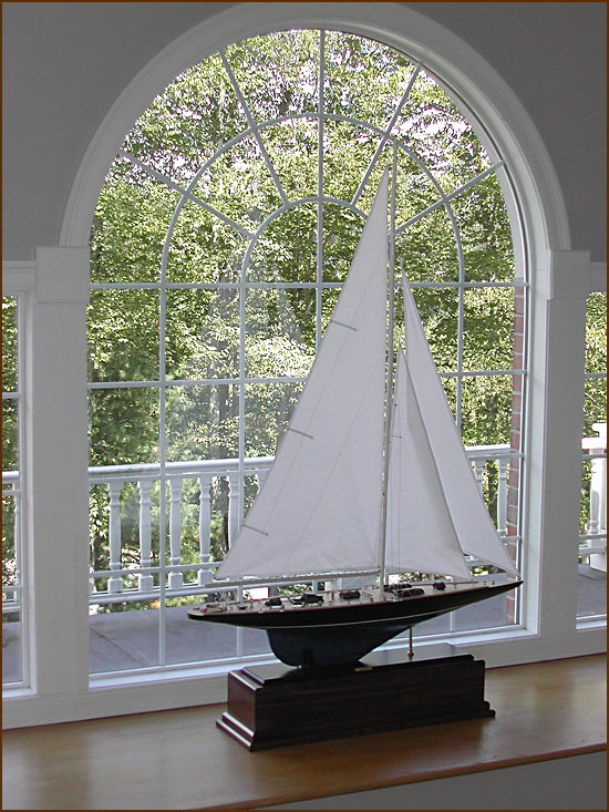 sailboat on a custom wooden display base