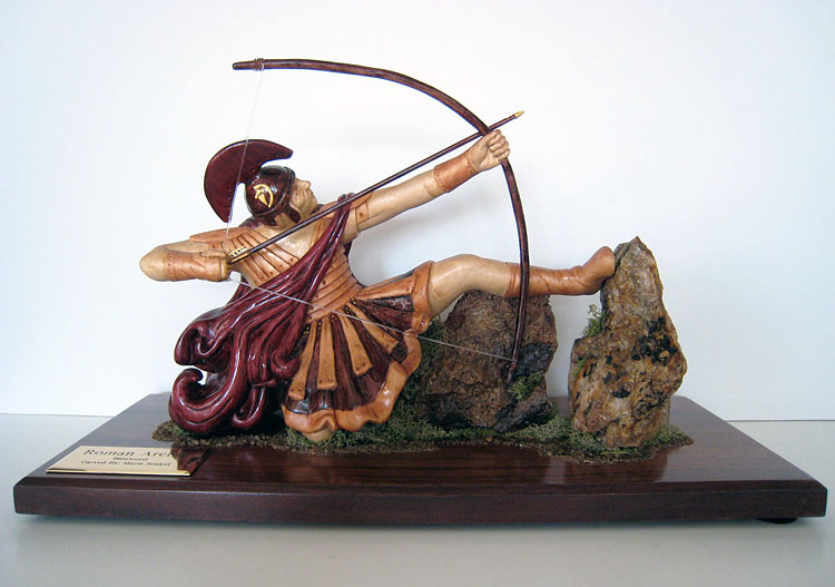 roman archer sculpture base